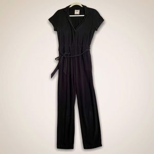 Black Collared Button Down Utility Jumpsuit